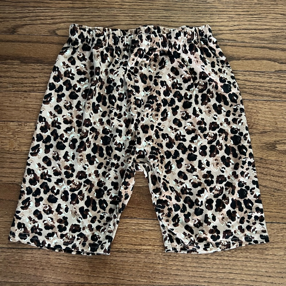 BCBGeneration Brown and Black Leopard Biker‎ Shorts